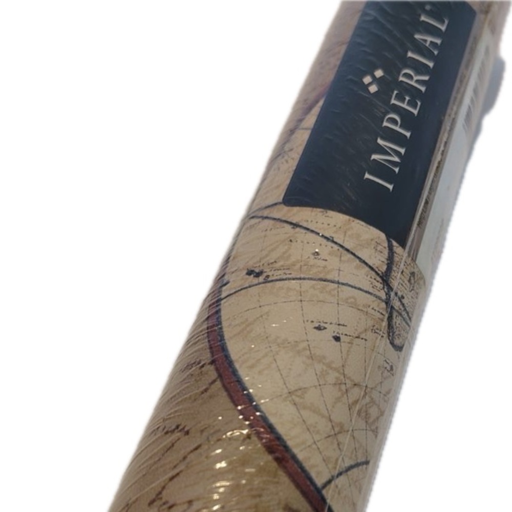 Vtg Imperial Border Map Wallpaper Cursive Old World Compass Office 45 Sq Ft NOS
